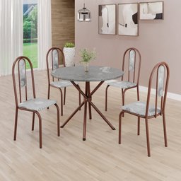 Conjunto Sala de Jantar Mesa Redonda 70cm Tampo Granito Topázio 4 Cadeiras Linda Yescasa - 1