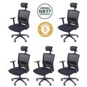 Ver imagem 1 de Kit 5 Cadeiras Escritorio Presidente Ergonômica NR17 Tela Mesh 3317 Preto