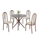 Ver imagem 2 de Conjunto Sala de Jantar Mesa Redonda 70cm Tampo Granito Topázio 4 Cadeiras Linda Yescasa