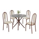 Ver imagem 2 de Conjunto Sala de Jantar Mesa Redonda 70cm Tampo Granito Topázio 4 Cadeiras Linda Yescasa Marrom/Creme