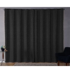 Cortina Sala Jacquard 2.80m X 1.70m Semi Blackout Requinte Varão Simples:Preto