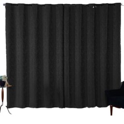 Cortina Sala Jacquard 2.80m X 1.70m Semi Blackout Requinte Varão Simples:Preto - 3