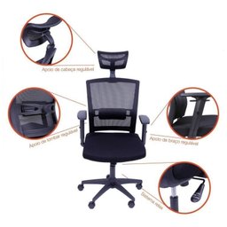 Kit 10 Cadeiras Escritorio Presidente Ergonômica NR17 Tela Mesh 3317 - 10