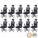 Ver imagem 1 de Kit 10 Cadeiras Escritorio Presidente Ergonômica NR17 Tela Mesh 3317 Preto