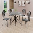Ver imagem 1 de Conjunto Sala de Jantar Mesa Redonda 70cm Tampo Granito Topázio 4 Cadeiras Linda Yescasa Preto/Floral/Fosco