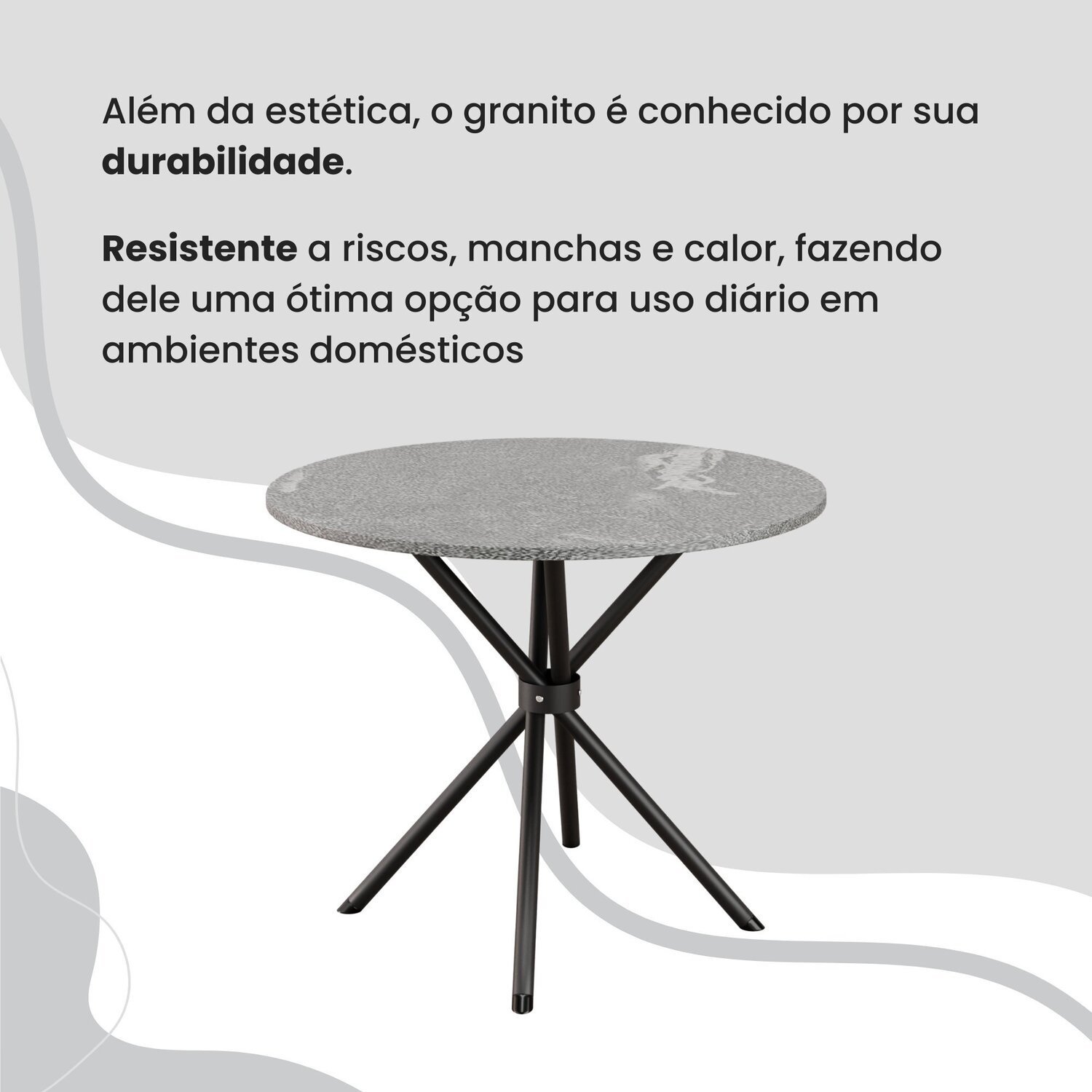 Conjunto Sala de Jantar Mesa Redonda 70cm Tampo Granito Topázio 4 Cadeiras Linda Yescasa - 8