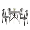 Ver imagem 2 de Conjunto Sala de Jantar Mesa Redonda 70cm Tampo Granito Topázio 4 Cadeiras Linda Yescasa Preto/Floral/Fosco
