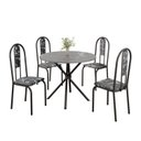 Ver imagem 2 de Conjunto Sala de Jantar Mesa Redonda 70cm Tampo Granito Topázio 4 Cadeiras Linda Yescasa