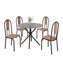 Ver imagem 2 de Conjunto Sala de Jantar Mesa Redonda 70cm Tampo Granito Topázio 4 Cadeiras Linda Yescasa Preto/Marrom/Fosco
