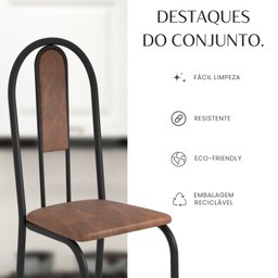 Conjunto Sala de Jantar Mesa Redonda 70cm Tampo Granito Topázio 4 Cadeiras Linda Yescasa - 10