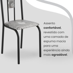 Conjunto Sala de Jantar Mesa Redonda 70cm Tampo Granito Topázio 4 Cadeiras Linda Yescasa - 6