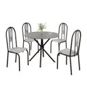 Ver imagem 2 de Conjunto Sala de Jantar Mesa Redonda 70cm Tampo Granito Topázio 4 Cadeiras Linda Yescasa