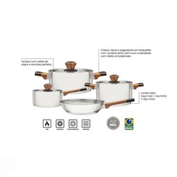 -jogo de Panelas Tramontina Brava Baquelite em Aço Inox com Fundo Triplo Cabos e Alças com Acabament - 7