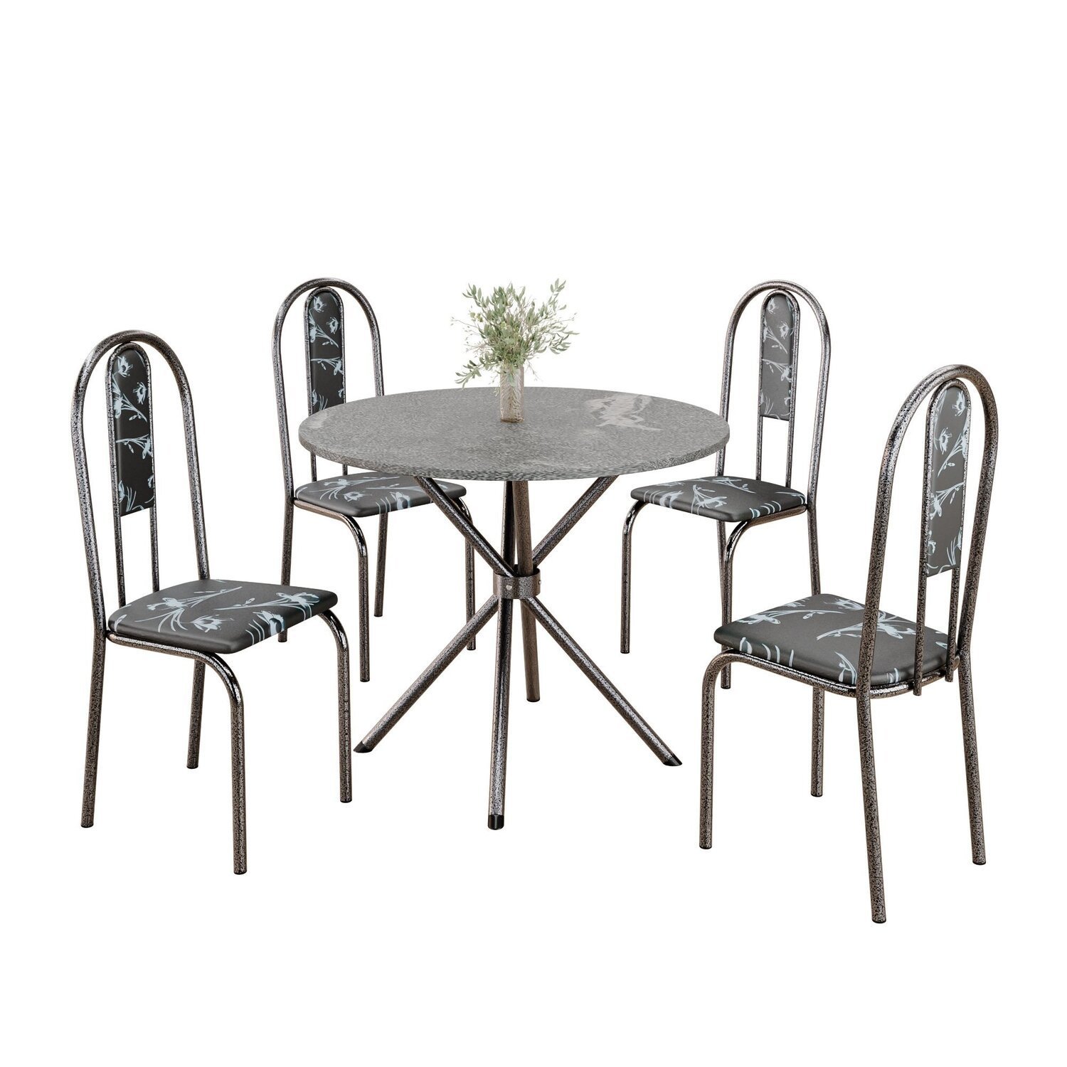 Conjunto Sala de Jantar Mesa Redonda 70cm Tampo Granito Topázio 4 Cadeiras Linda Yescasa - 2