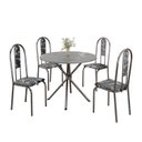 Ver imagem 2 de Conjunto Sala de Jantar Mesa Redonda 70cm Tampo Granito Topázio 4 Cadeiras Linda Yescasa Prata/Preto Floral