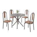 Ver imagem 2 de Conjunto Sala de Jantar Mesa Redonda 70cm Tampo Granito Topázio 4 Cadeiras Linda Yescasa