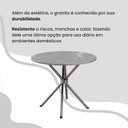 Ver mais imagens de Conjunto Sala de Jantar Mesa Redonda 70cm Tampo Granito Topázio 4 Cadeiras Linda Yescasa Prata/Marrom