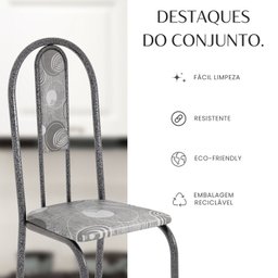 Conjunto Sala de Jantar Mesa Redonda 70cm Tampo Granito Topázio 4 Cadeiras Linda Yescasa - 10