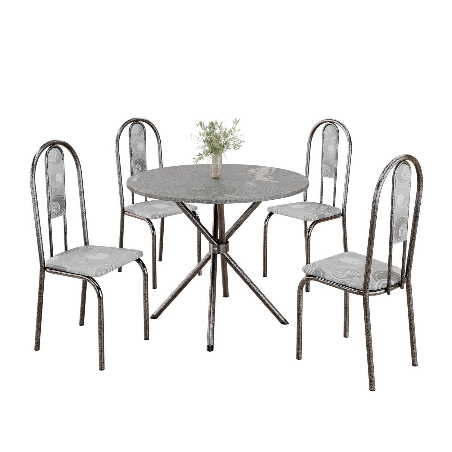 Conjunto Sala de Jantar Mesa Redonda 70cm Tampo Granito Topázio 4 Cadeiras Linda Yescasa - 2