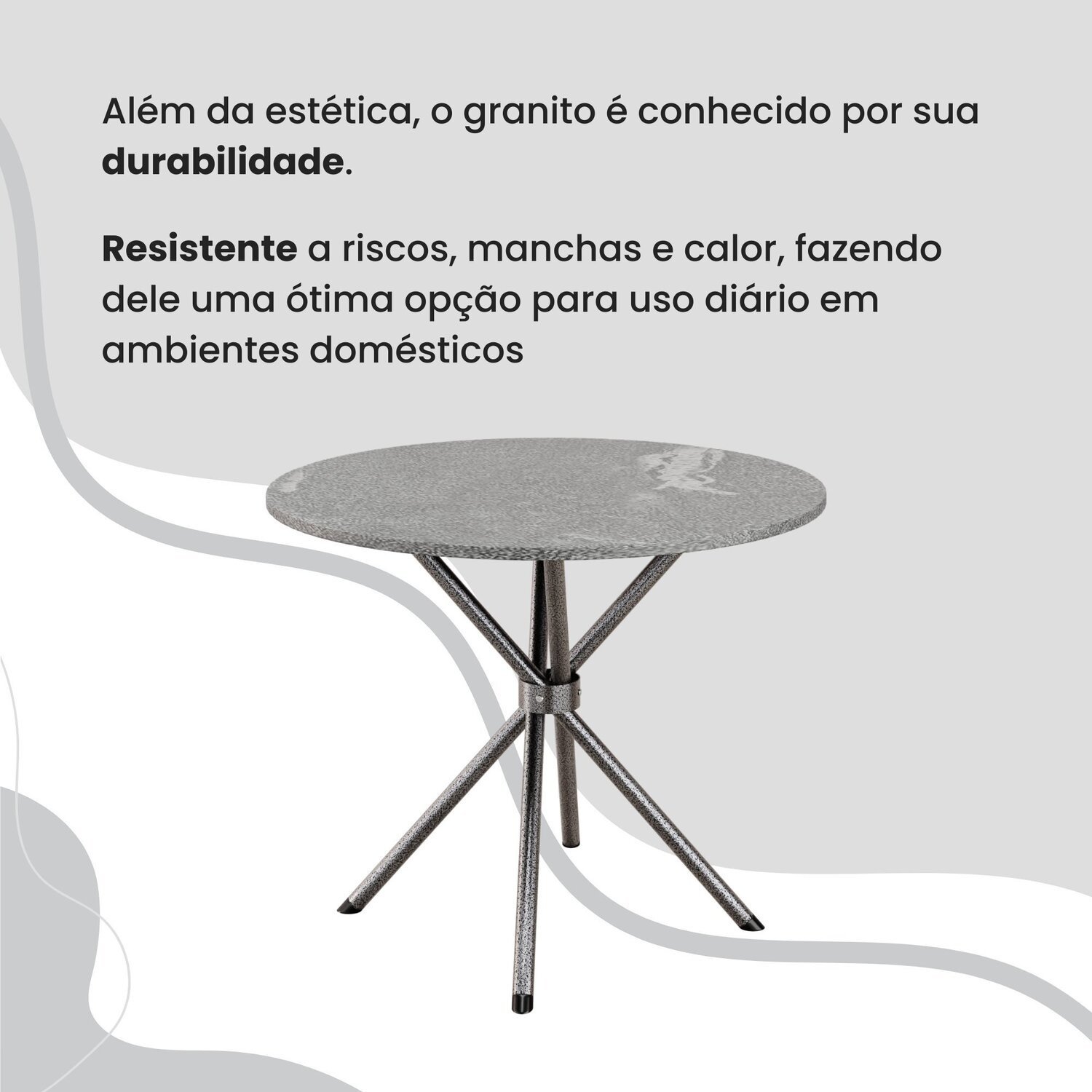 Conjunto Sala de Jantar Mesa Redonda 70cm Tampo Granito Topázio 4 Cadeiras Linda Yescasa - 8