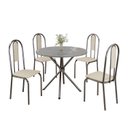 Ver imagem 2 de Conjunto Sala de Jantar Mesa Redonda 70cm Tampo Granito Topázio 4 Cadeiras Linda Yescasa Prata/Creme