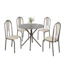 Ver imagem 2 de Conjunto Sala de Jantar Mesa Redonda 70cm Tampo Granito Topázio 4 Cadeiras Linda Yescasa