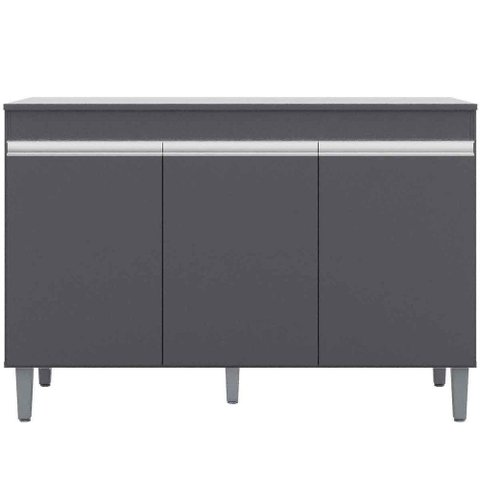 Balcão de Pia para Cozinha 120 Cm Kadu 3 Portas Cinza