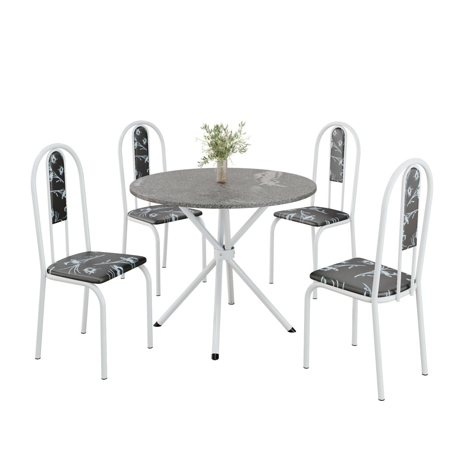 Conjunto Sala de Jantar Mesa Redonda 70cm Tampo Granito Topázio 4 Cadeiras Linda Yescasa - 2