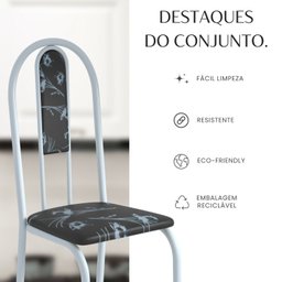 Conjunto Sala de Jantar Mesa Redonda 70cm Tampo Granito Topázio 4 Cadeiras Linda Yescasa - 10