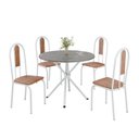 Ver imagem 2 de Conjunto Sala de Jantar Mesa Redonda 70cm Tampo Granito Topázio 4 Cadeiras Linda Yescasa Branco/Marrom