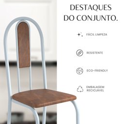 Conjunto Sala de Jantar Mesa Redonda 70cm Tampo Granito Topázio 4 Cadeiras Linda Yescasa - 10
