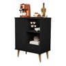 Aparador Buffet Sala com Porta 1 Gaveta Pés Palito Retrô Tip Top - Preto - 1