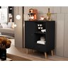 Aparador Buffet Sala com Porta 1 Gaveta Pés Palito Retrô Tip Top - Preto - 3