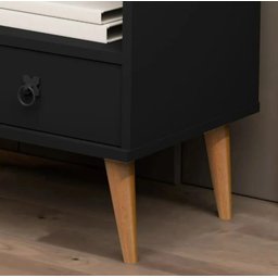 Aparador Buffet Sala com Porta 1 Gaveta Pés Palito Retrô Tip Top - Preto - 5