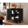 Aparador Buffet Sala com Porta 1 Gaveta Pés Palito Retrô Tip Top - Preto - 4