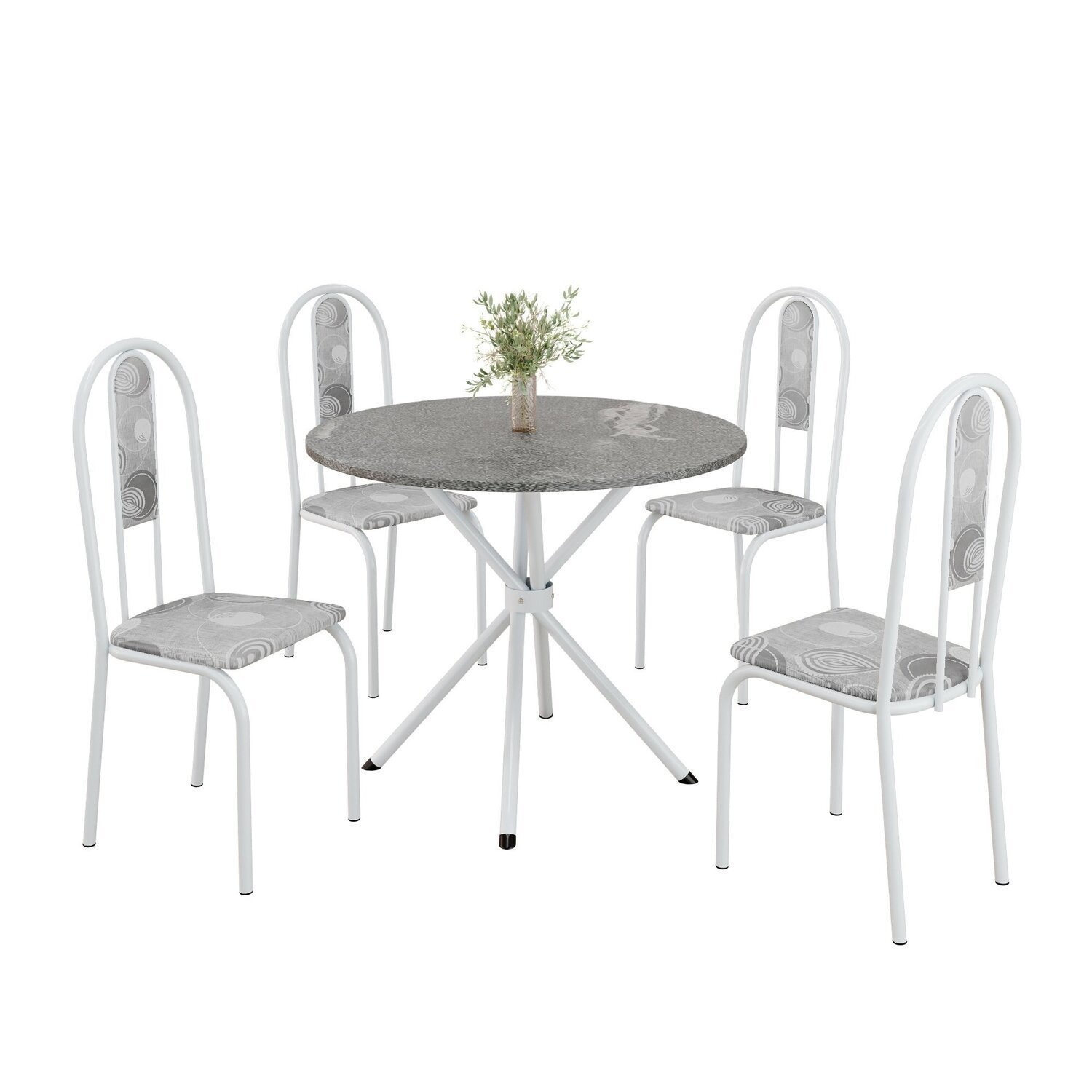 Conjunto Sala de Jantar Mesa Redonda 70cm Tampo Granito Topázio 4 Cadeiras Linda Yescasa - 2