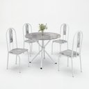 Ver imagem 2 de Conjunto Sala de Jantar Mesa Redonda 70cm Granito Topázio 4 Cadeiras Linda Yescasa Branco/Paraopeba