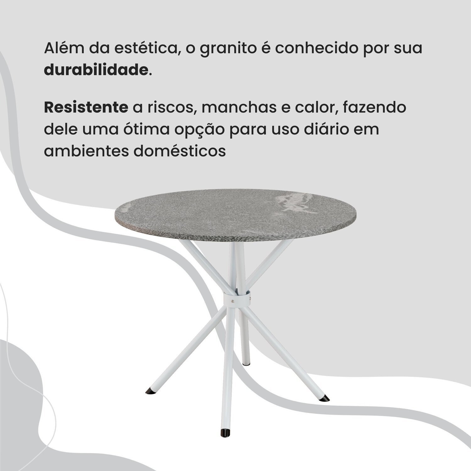 Conjunto Sala de Jantar Mesa Redonda 70cm Tampo Granito Topázio 4 Cadeiras Linda Yescasa - 8