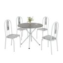 Ver imagem 2 de Conjunto Sala de Jantar Mesa Redonda 70cm Tampo Granito Topázio 4 Cadeiras Linda Yescasa Branco/Paraopeba