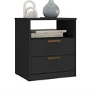 Ver imagem 2 de Mesa Cabeceira Quarto 56,7cm com 2 Gavetas e Nicho 100% Mdf Cor:grafitto