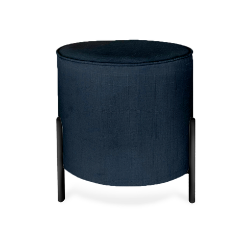 Puff Redondo Decorativo Suede com Pé Epóxi Preto Fosco - preto