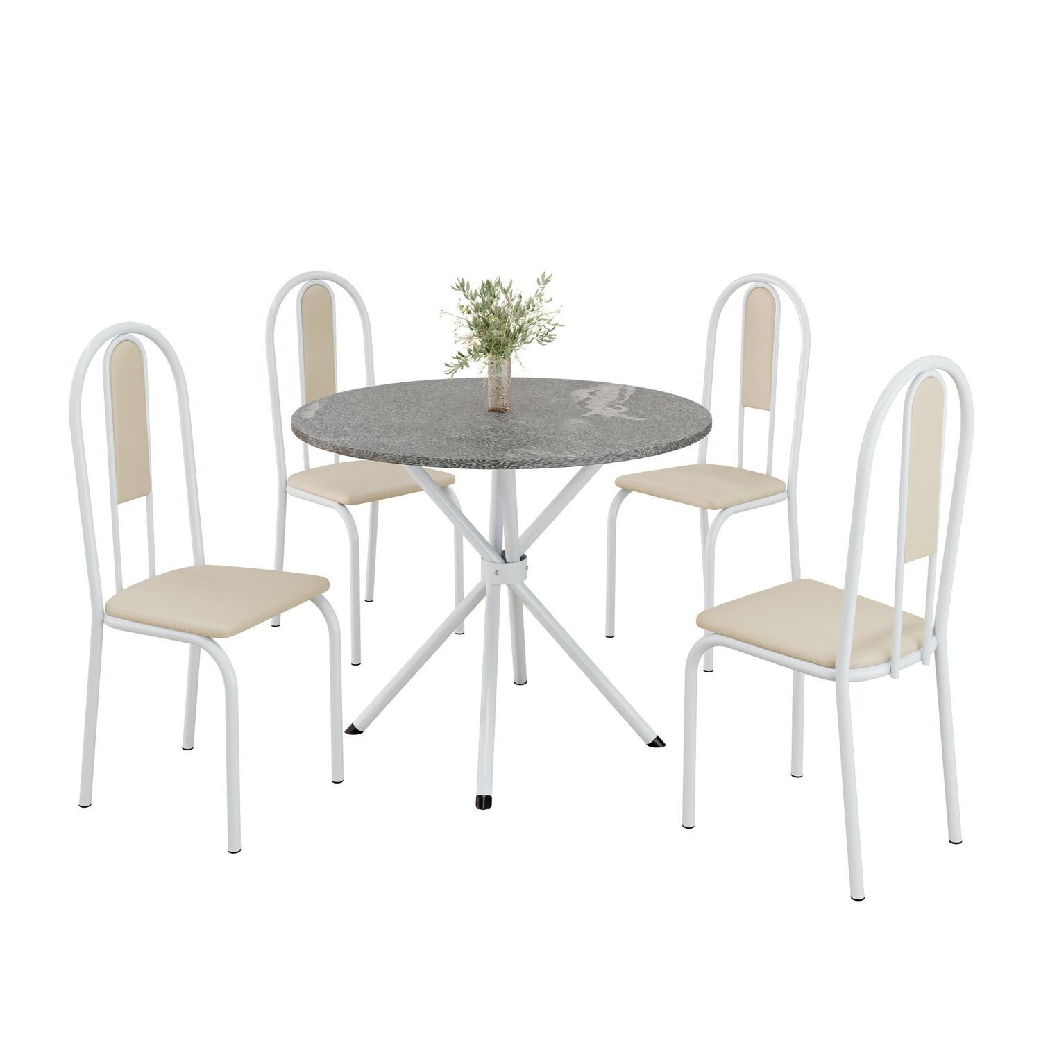 Conjunto Sala de Jantar Mesa Redonda 70cm Tampo Granito Topázio 4 Cadeiras Linda Yescasa - 2