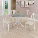 Ver imagem 1 de Conjunto Sala de Jantar Mesa Redonda 70cm Tampo Granito Topázio 4 Cadeiras Linda Yescasa