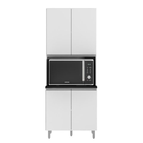 Paneleiro 4 Portas 80 cm Nicho Microondas Evidence Branco Poliman