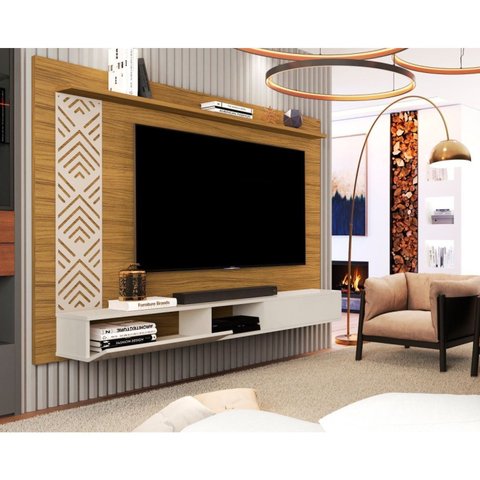 Painel para TV até 60 Polegadas MDF 170CMX123CM 1 Prateleira 1 Nicho 1 Porta Roma Marrom