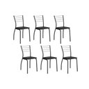 Ver imagem 1 de Kit 6 Cadeiras Sala Jantar 1700 6 Un Preto/Courano Preto - Carraro