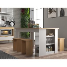 Mesa com 4 Banquetas Cozinha Esmeralda - 2