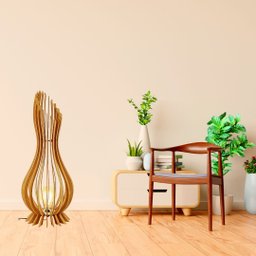 Abajur Grande de Chão ANA MARIA MDF Luminária -:MDF CRU/Kit com 2 - 90x28cm e 75x23cm - 3