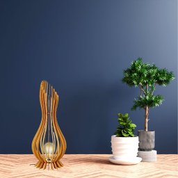 Abajur Grande de Chão ANA MARIA MDF Luminária -:MDF CRU/Kit com 2 - 90x28cm e 75x23cm - 4
