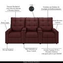 Ver imagem 3 de Poltrona do Papai Reclinável Sala de Cinema Movie 3 Lugares Manual Baú USB Veludo Vinho Gran Belo Mo